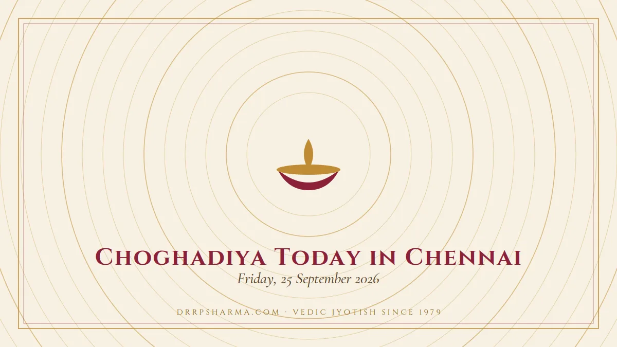 Choghadiya Today in Chennai — a lit diya lamp motif on a parchment plate