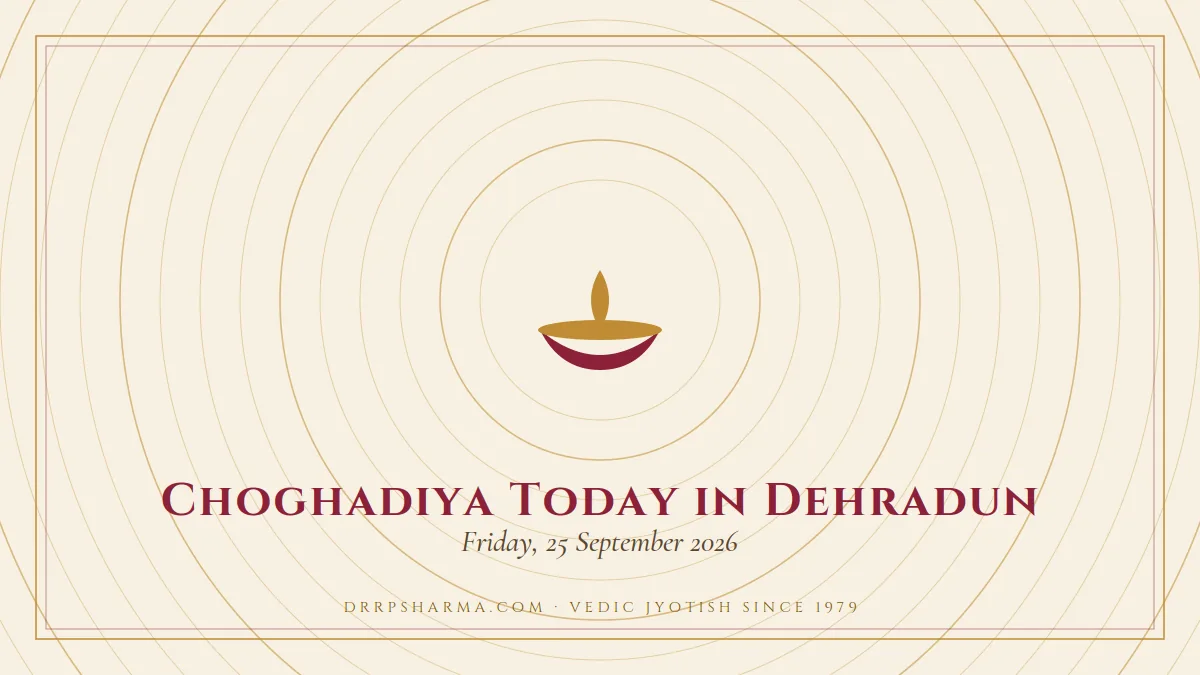 Choghadiya Today in Dehradun — a lit diya lamp motif on a parchment plate