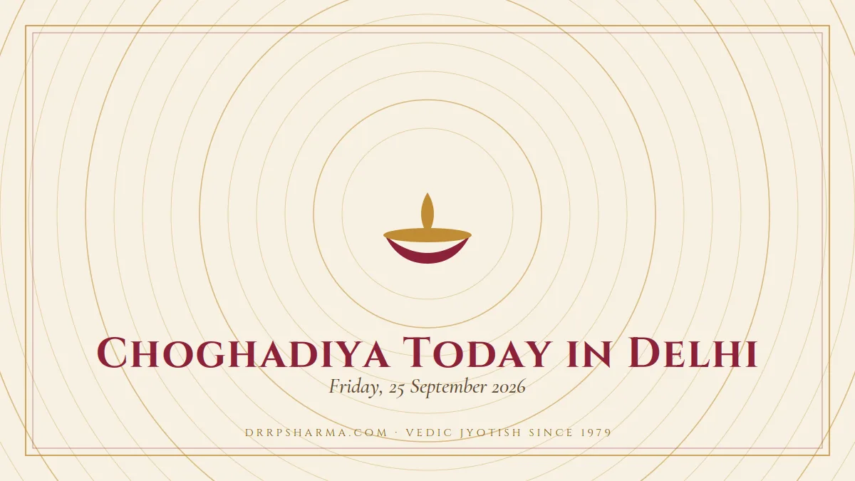 Choghadiya Today in Delhi — a lit diya lamp motif on a parchment plate