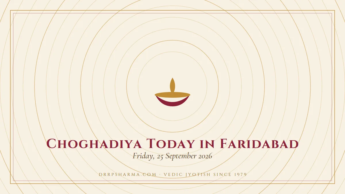 Choghadiya Today in Faridabad — a lit diya lamp motif on a parchment plate
