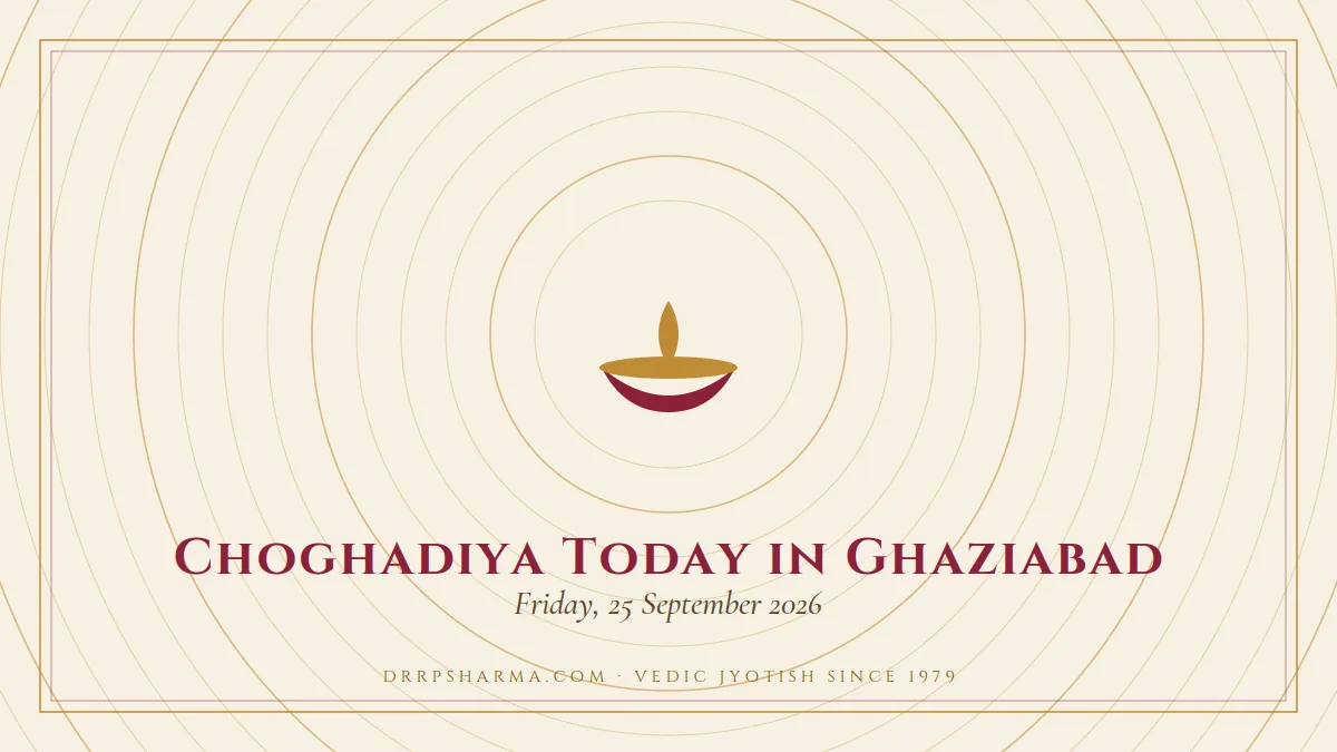 Choghadiya Today in Ghaziabad — a lit diya lamp motif on a parchment plate