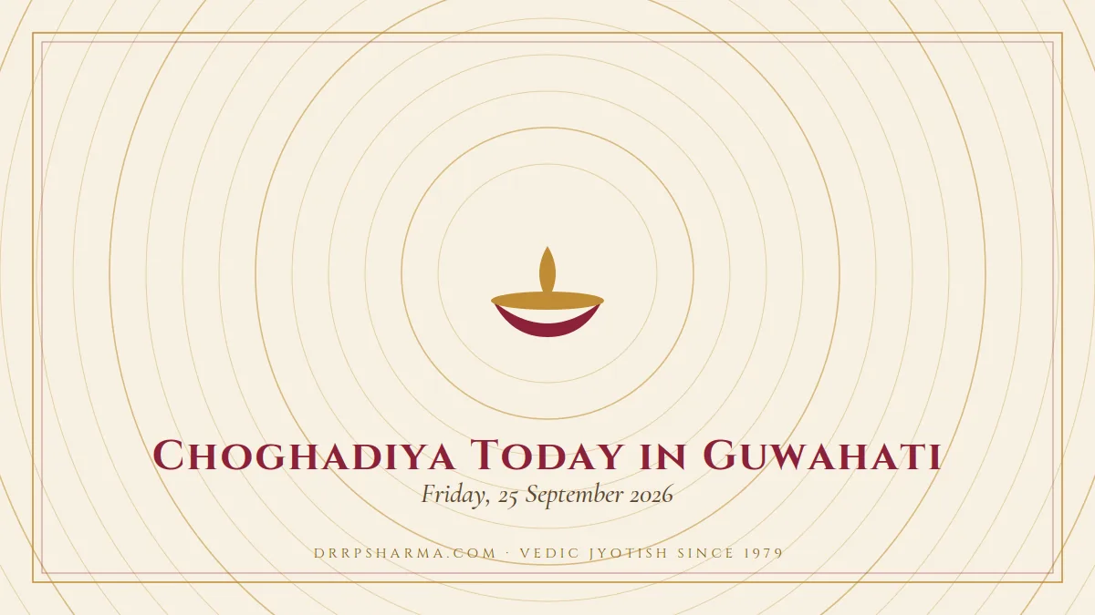 Choghadiya Today in Guwahati — a lit diya lamp motif on a parchment plate