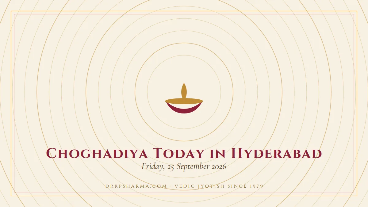 Choghadiya Today in Hyderabad — a lit diya lamp motif on a parchment plate