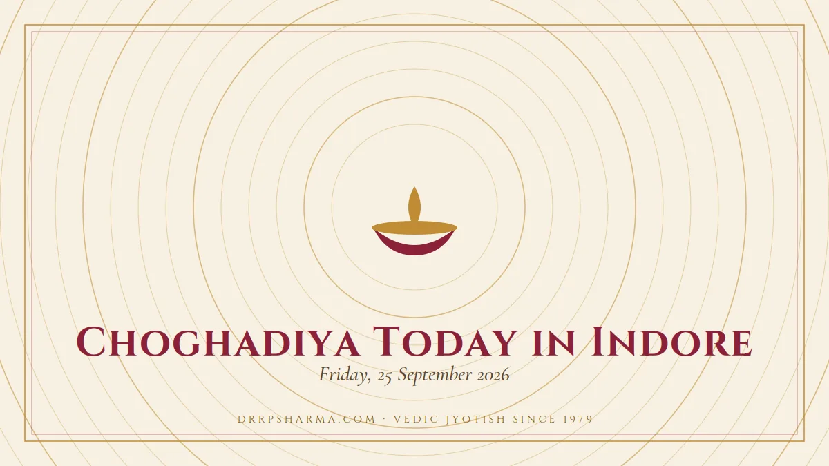 Choghadiya Today in Indore — a lit diya lamp motif on a parchment plate