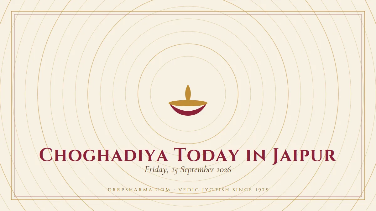Choghadiya Today in Jaipur — a lit diya lamp motif on a parchment plate