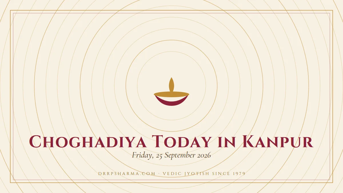Choghadiya Today in Kanpur — a lit diya lamp motif on a parchment plate