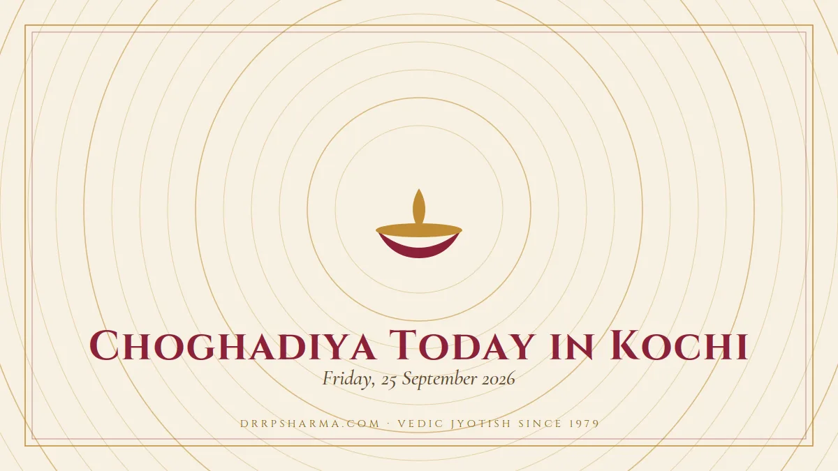 Choghadiya Today in Kochi — a lit diya lamp motif on a parchment plate
