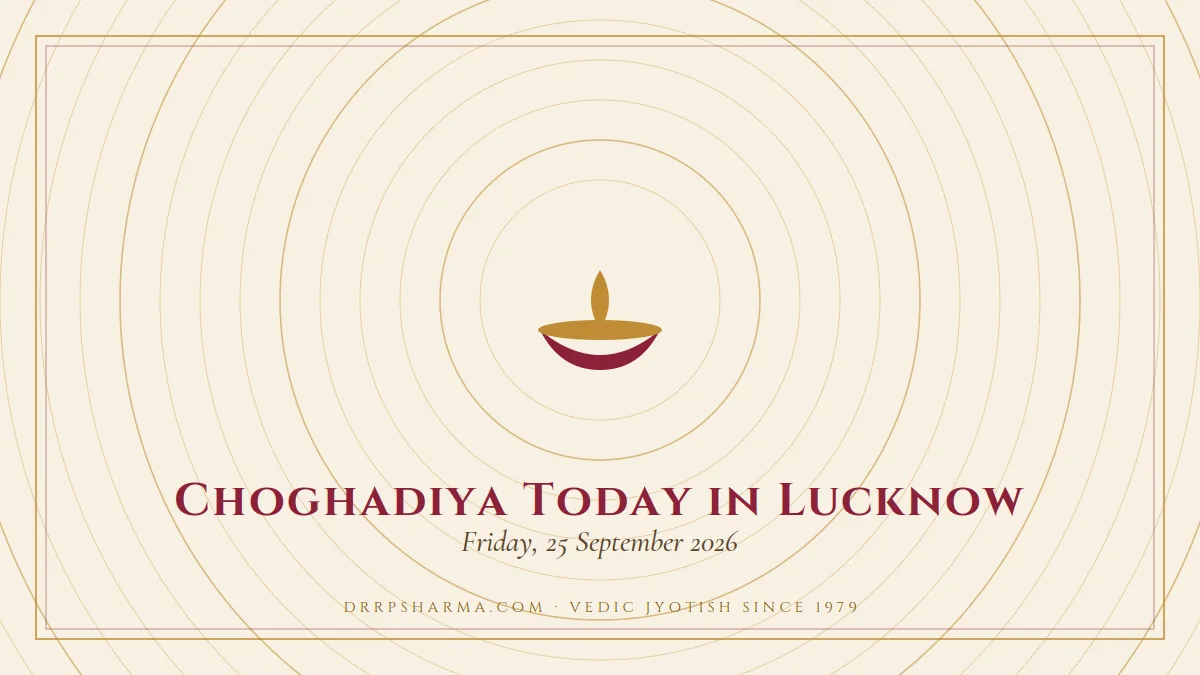 Choghadiya Today in Lucknow — a lit diya lamp motif on a parchment plate