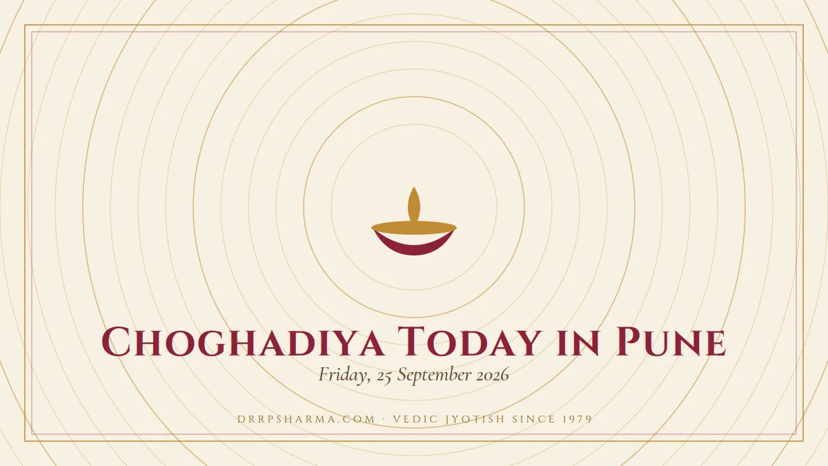 Choghadiya Today in Pune — a lit diya lamp motif on a parchment plate