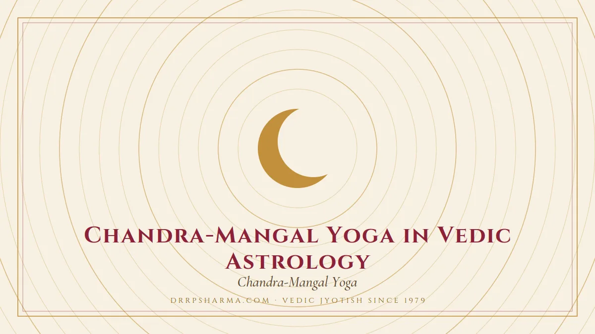 Chandra-Mangal Yoga in Vedic Astrology — a gold crescent-moon motif on a parchment plate