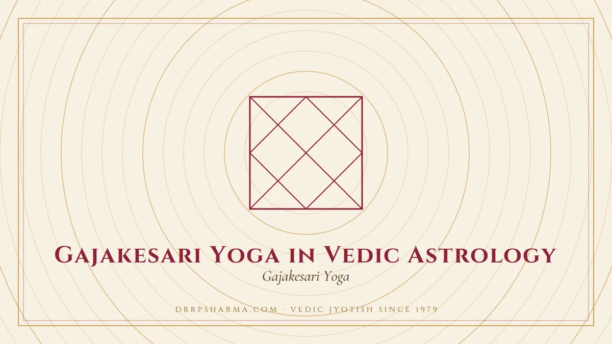 Gajakesari Yoga in Vedic Astrology — a Vedic birth-chart (kundli) diagram motif on a parchment plate
