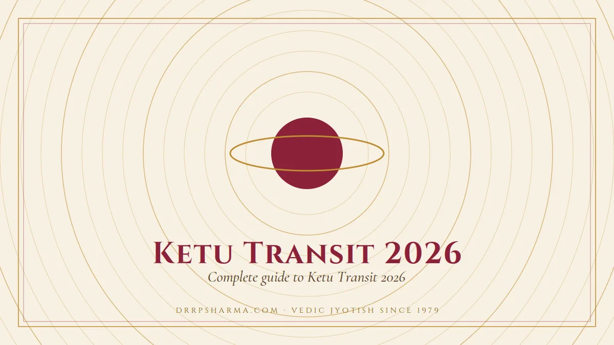 Ketu Transit 2026 — a ringed-planet motif on a parchment plate