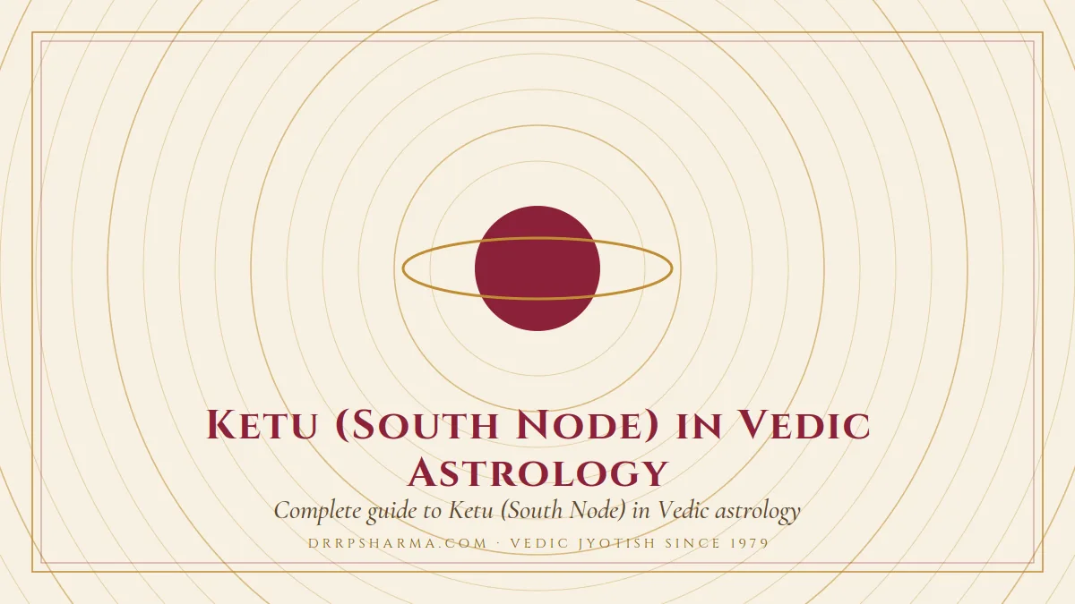 Ketu (South Node) in Vedic Astrology — a ringed-planet motif on a parchment plate