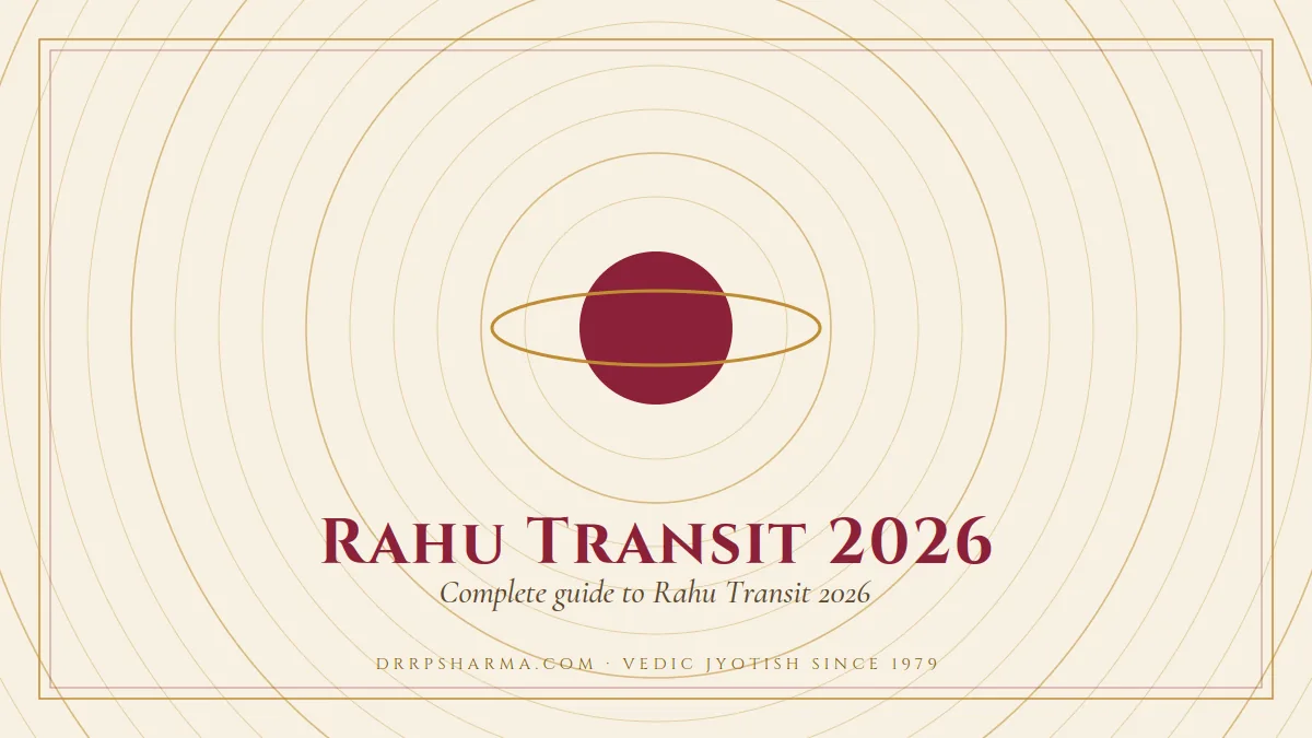 Rahu Transit 2026 — a ringed-planet motif on a parchment plate