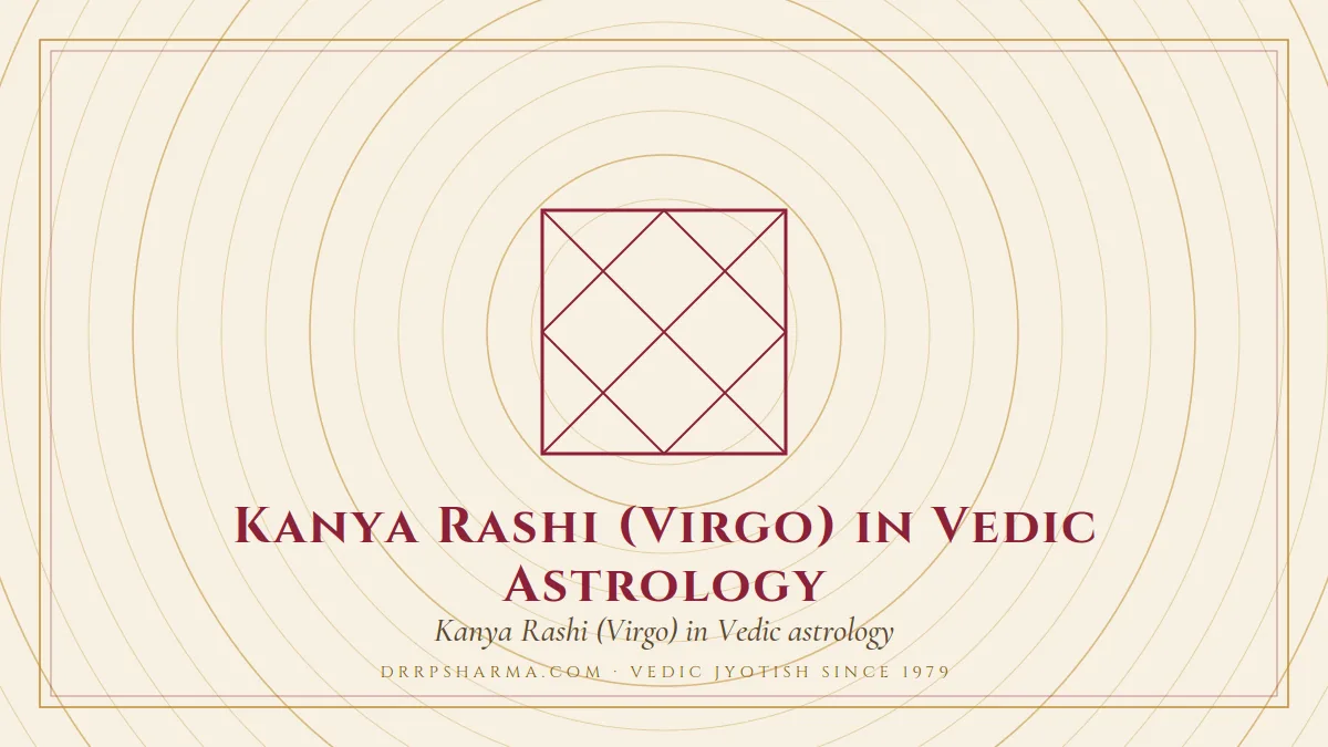 Kanya Rashi (Virgo) in Vedic Astrology — a Vedic birth-chart (kundli) diagram motif on a parchment plate