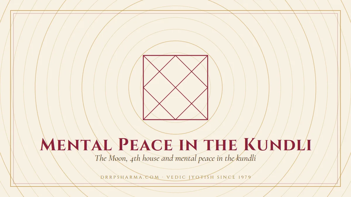 Mental Peace in the Kundli — a Vedic birth-chart (kundli) diagram motif on a parchment plate