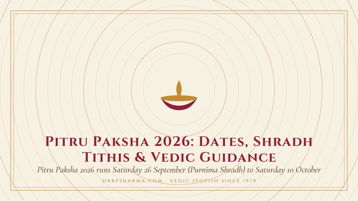 Pitru Paksha 2026: Dates, Shradh Tithis & Vedic Guidance — a lit diya lamp motif on a parchment plate