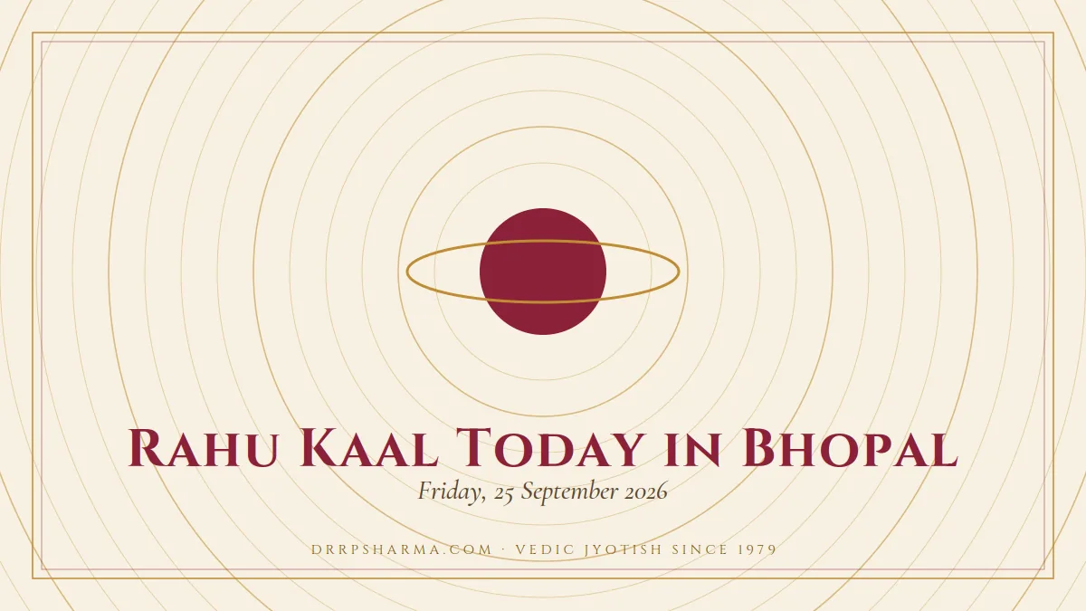 Rahu Kaal Today in Bhopal — a ringed-planet motif on a parchment plate