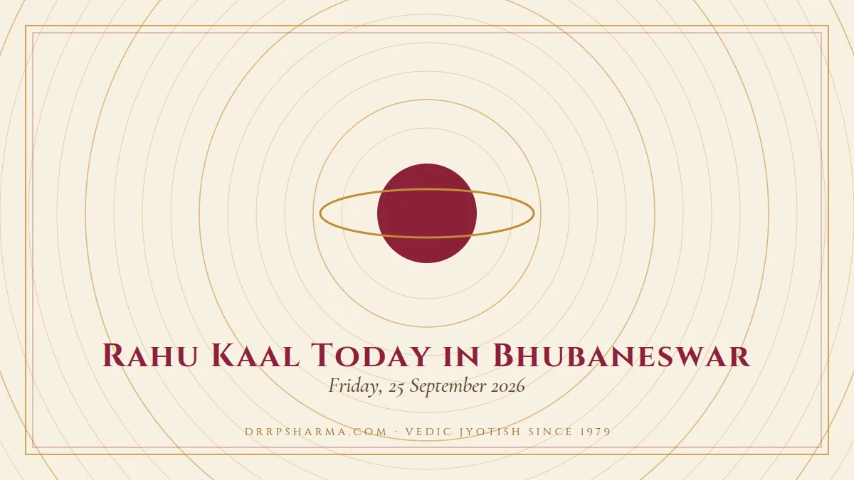 Rahu Kaal Today in Bhubaneswar — a ringed-planet motif on a parchment plate