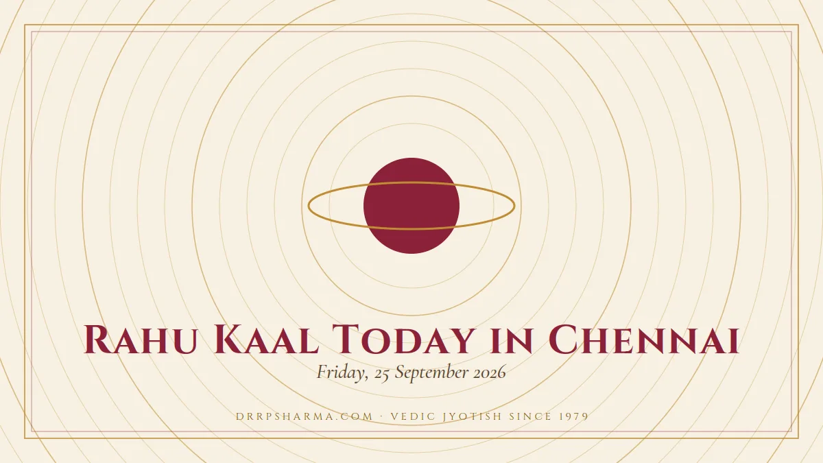 Rahu Kaal Today in Chennai — a ringed-planet motif on a parchment plate
