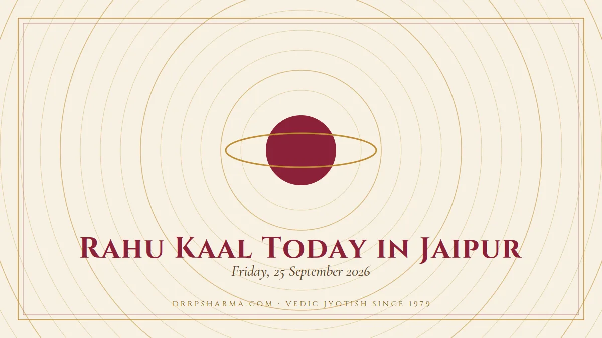 Rahu Kaal Today in Jaipur — a ringed-planet motif on a parchment plate