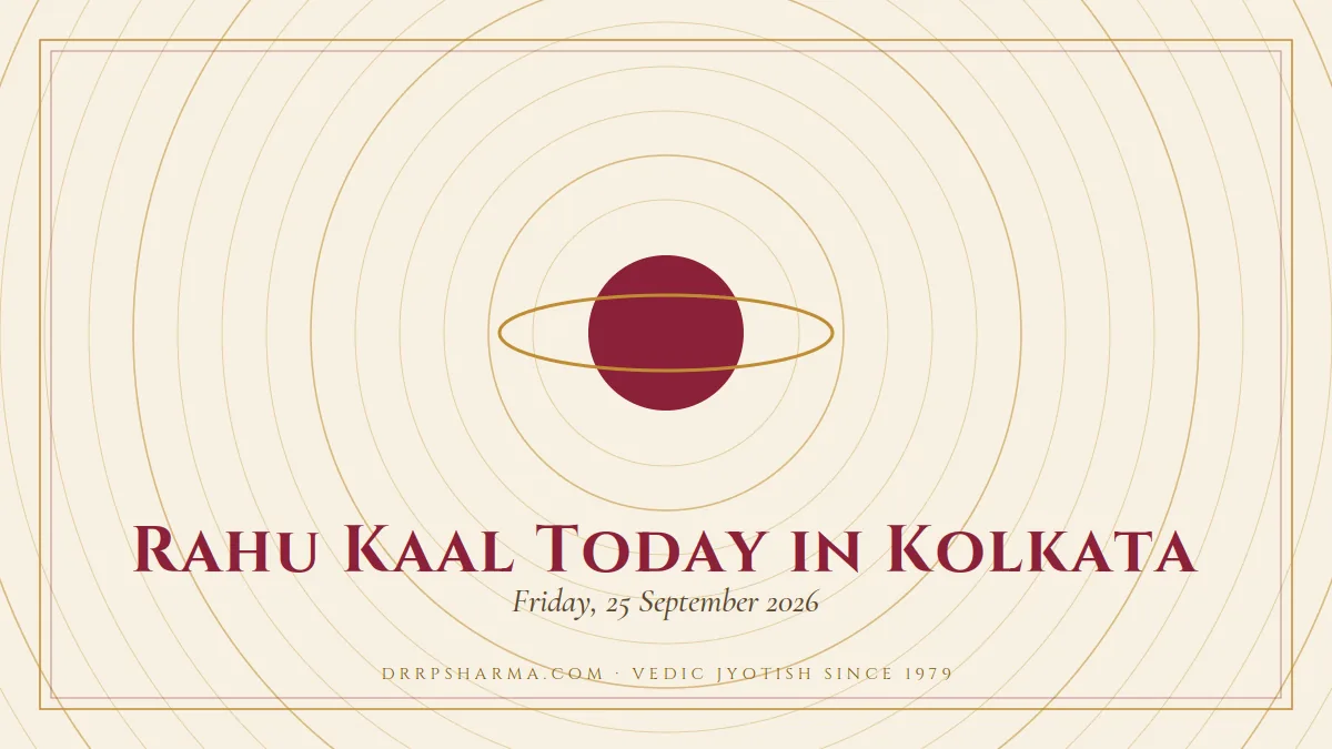 Rahu Kaal Today in Kolkata — a ringed-planet motif on a parchment plate