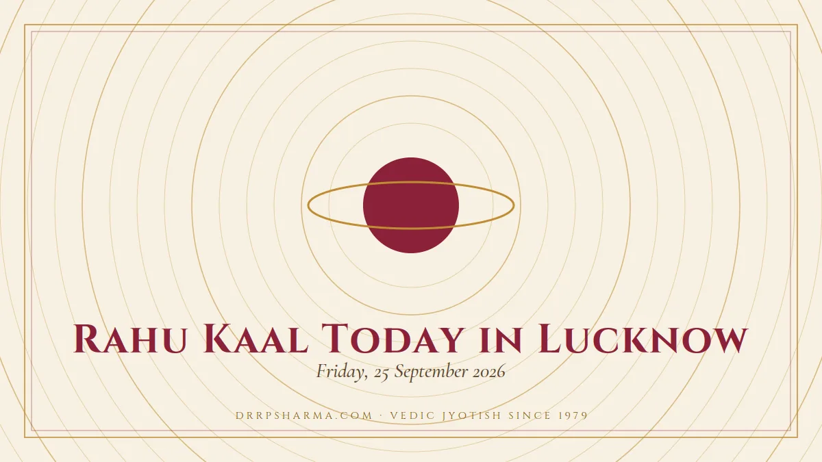 Rahu Kaal Today in Lucknow — a ringed-planet motif on a parchment plate