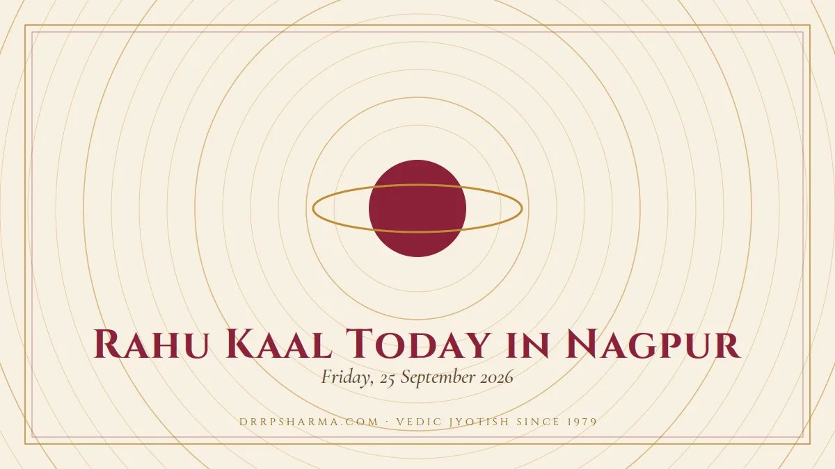 Rahu Kaal Today in Nagpur — a ringed-planet motif on a parchment plate