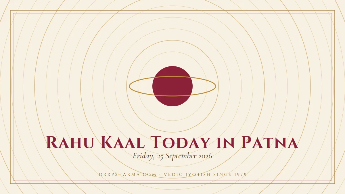 Rahu Kaal Today in Patna — a ringed-planet motif on a parchment plate