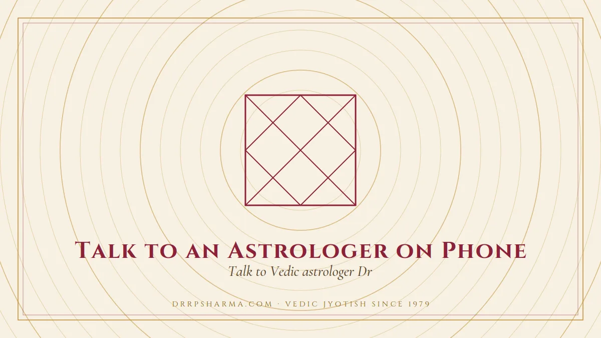 Talk to an Astrologer on Phone — a Vedic birth-chart (kundli) diagram motif on a parchment plate