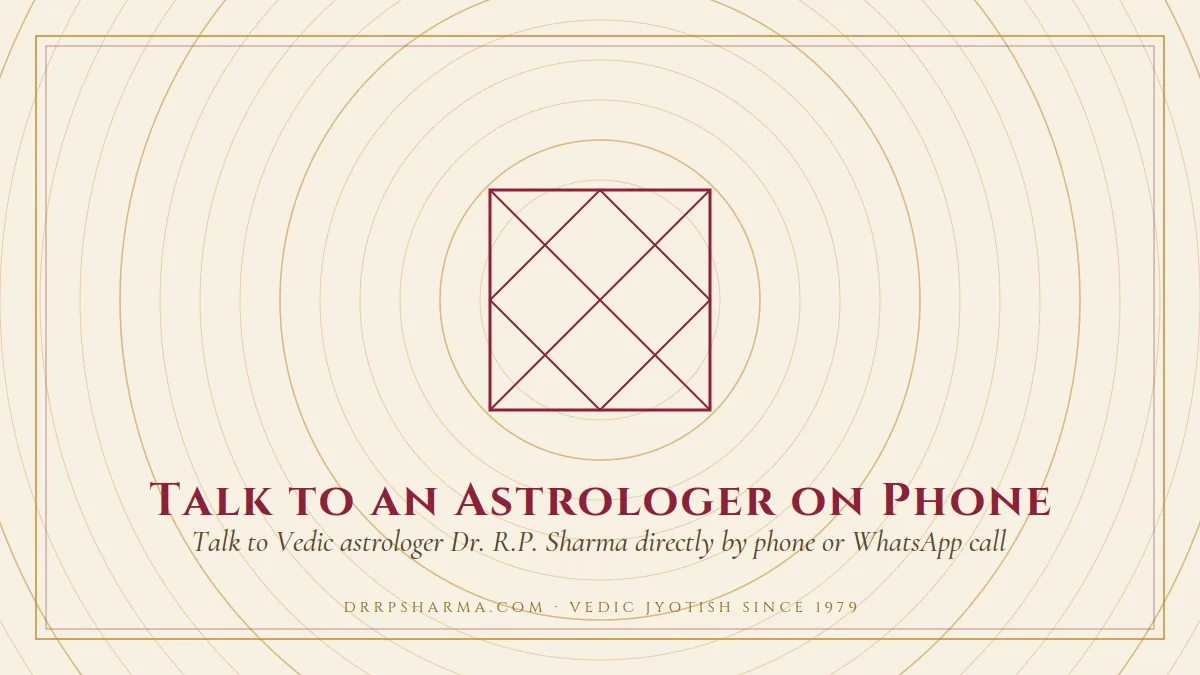 Talk to an Astrologer on Phone — a Vedic birth-chart (kundli) diagram motif on a parchment plate