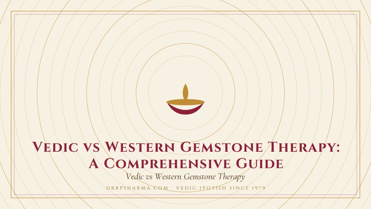Vedic vs Western Gemstone Therapy: A Comprehensive Guide — a lit diya lamp motif on a parchment plate